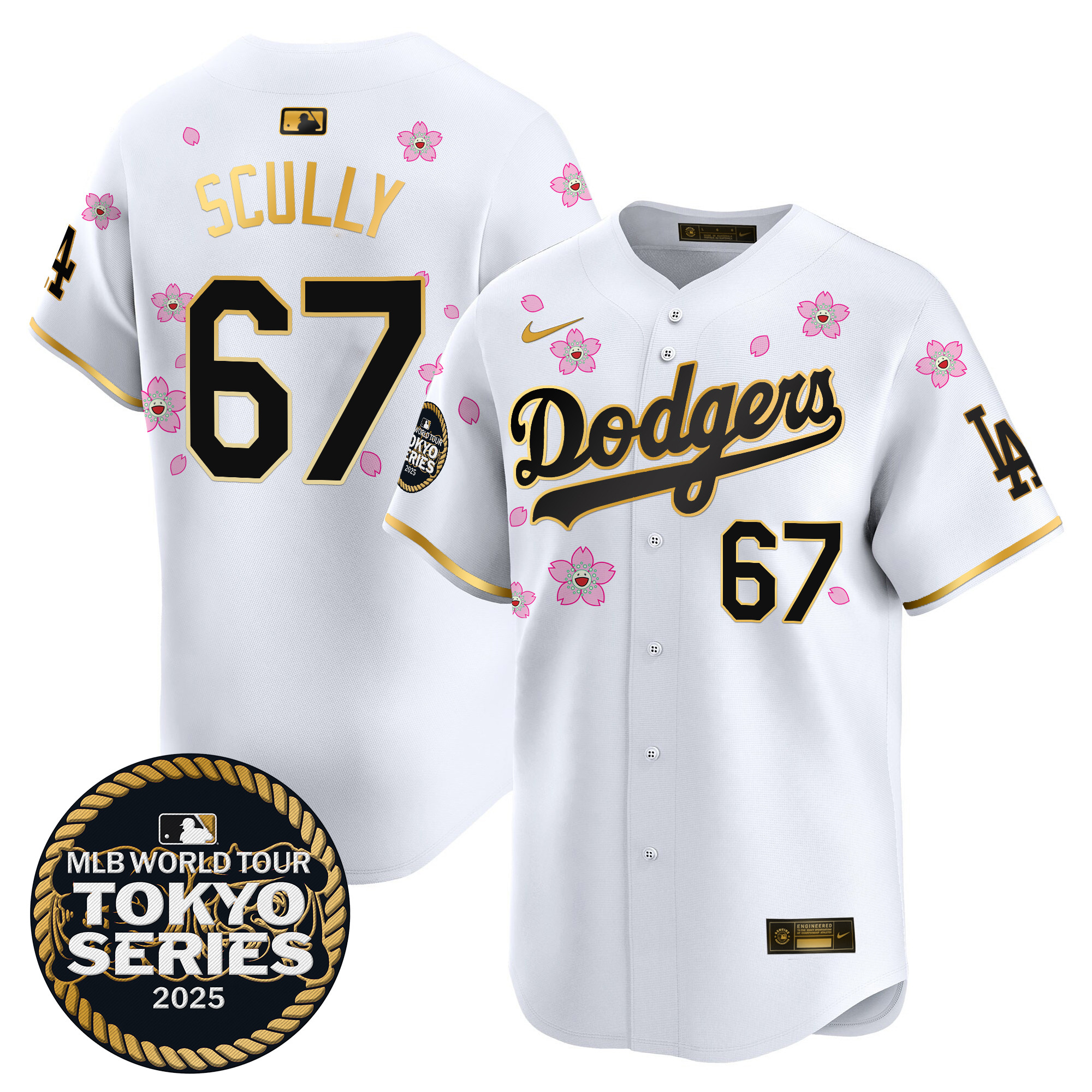 Men Los Angeles Dodgers #67 Scully Tokyo Series white Limited Stitched 2025 Jersey4->los angeles dodgers->MLB Jersey